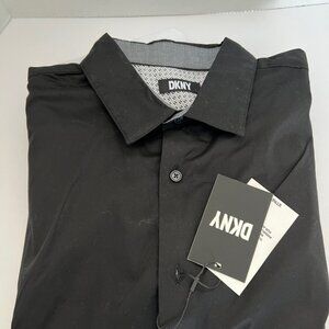 NWT DKNY Black Dress Shirt long sleeve Large